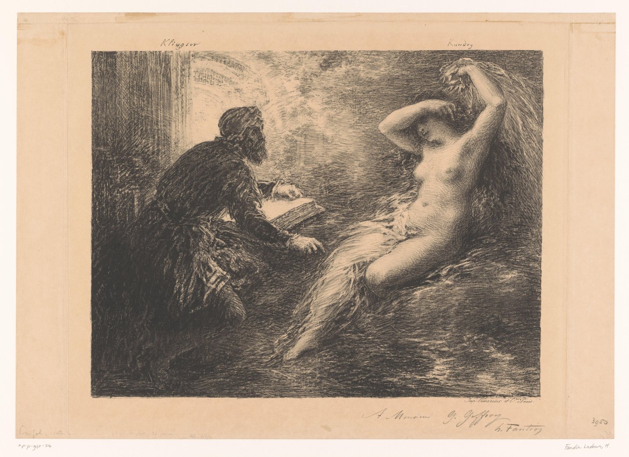 Klingsor convoca Kundry amb un encantament Evocació de Kundry Acabat Klinsor-Kundry (títol sobre objecte). tekijältä Ignace Henri Jean Fantin Latour