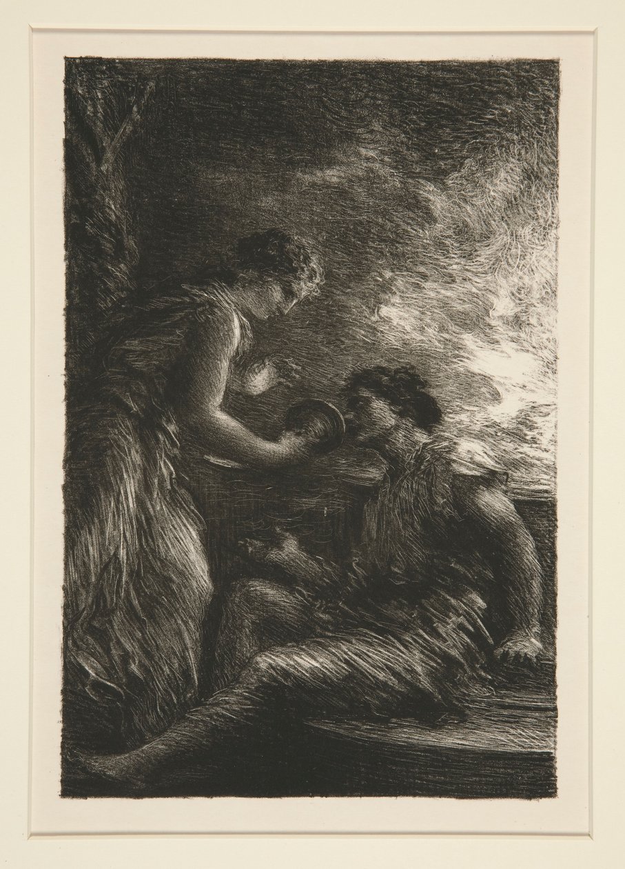 La Valkyrie: acte I, Sieglinde et Siegmund (The Valkyries: Act I, Sieglinde ja Siegmund) tekijältä Ignace Henri Jean Fantin Latour