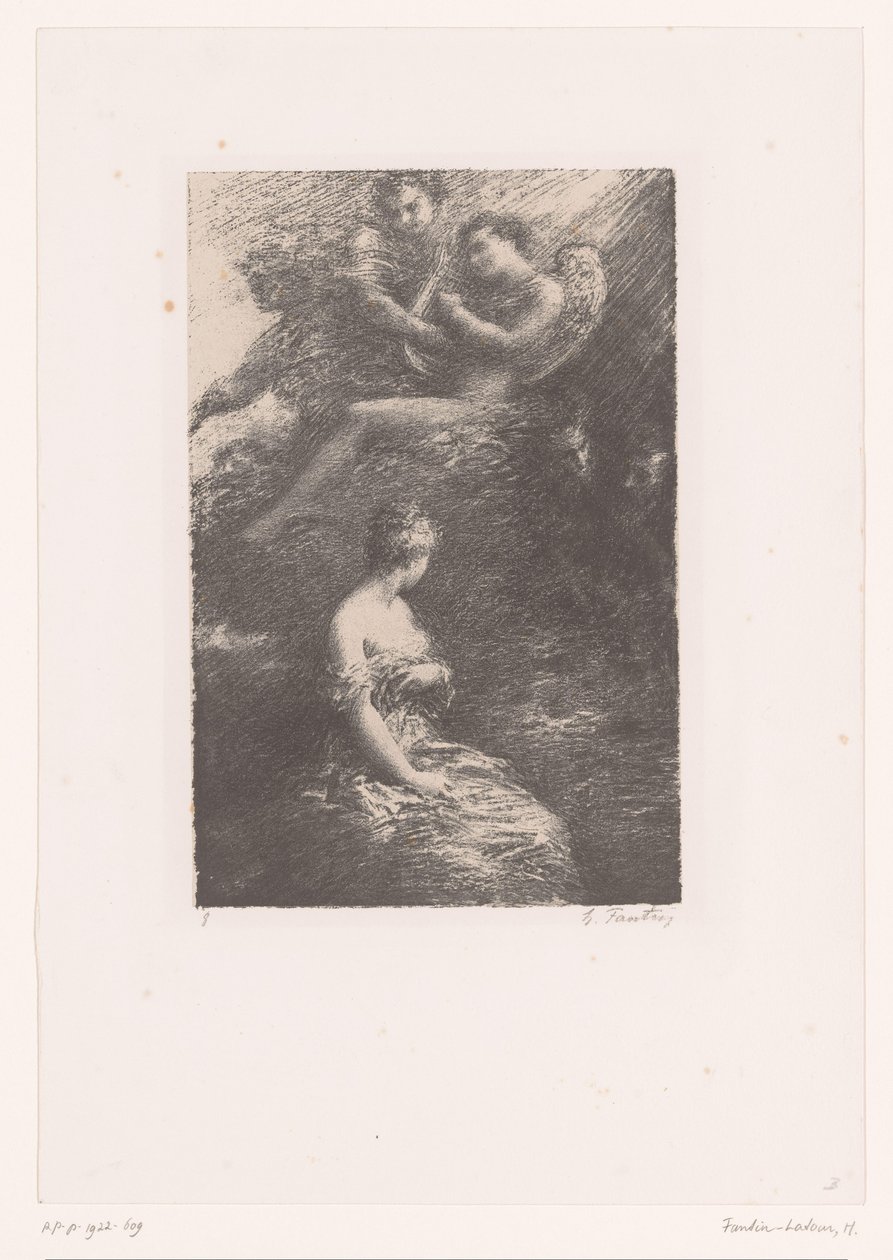 Marguerite ilmestyy Faustille ja Mephistolle taivaasta La Damnation de Faust. Margueriten ilmestys Hector Berliozin elämä ja teokset (sarjan nimi) tekijältä Ignace Henri Jean Fantin Latour
