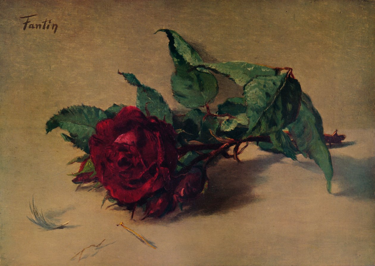 Punainen ruusu, c1864, 1938 tekijältä Ignace Henri Jean Fantin Latour
