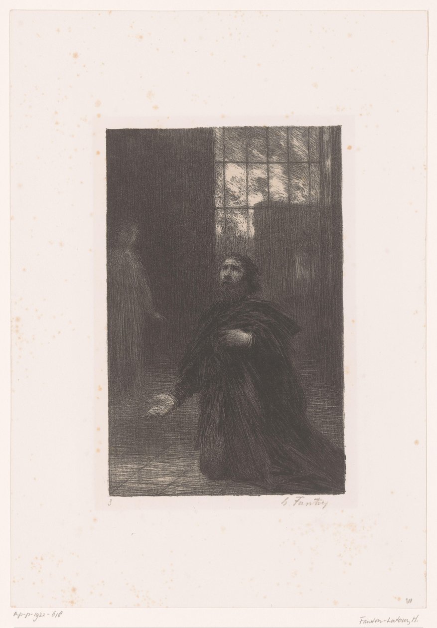 Rienci rukoilee Jumalaa Rienci. Acte V. Prière de Rienci Richard Wagnerin elämä ja teokset (sarjan nimi) tekijältä Ignace Henri Jean Fantin Latour