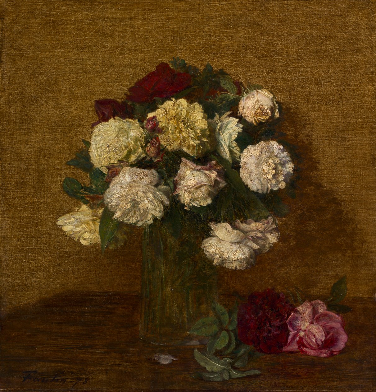 Ruusuja maljakossa tekijältä Ignace Henri Jean Fantin Latour