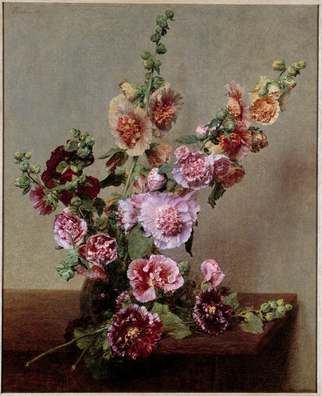 Roses tremieres Henri Fantin Latourin maalaus (Fantin-Latour tekijältä Ignace Henri Jean Fantin Latour