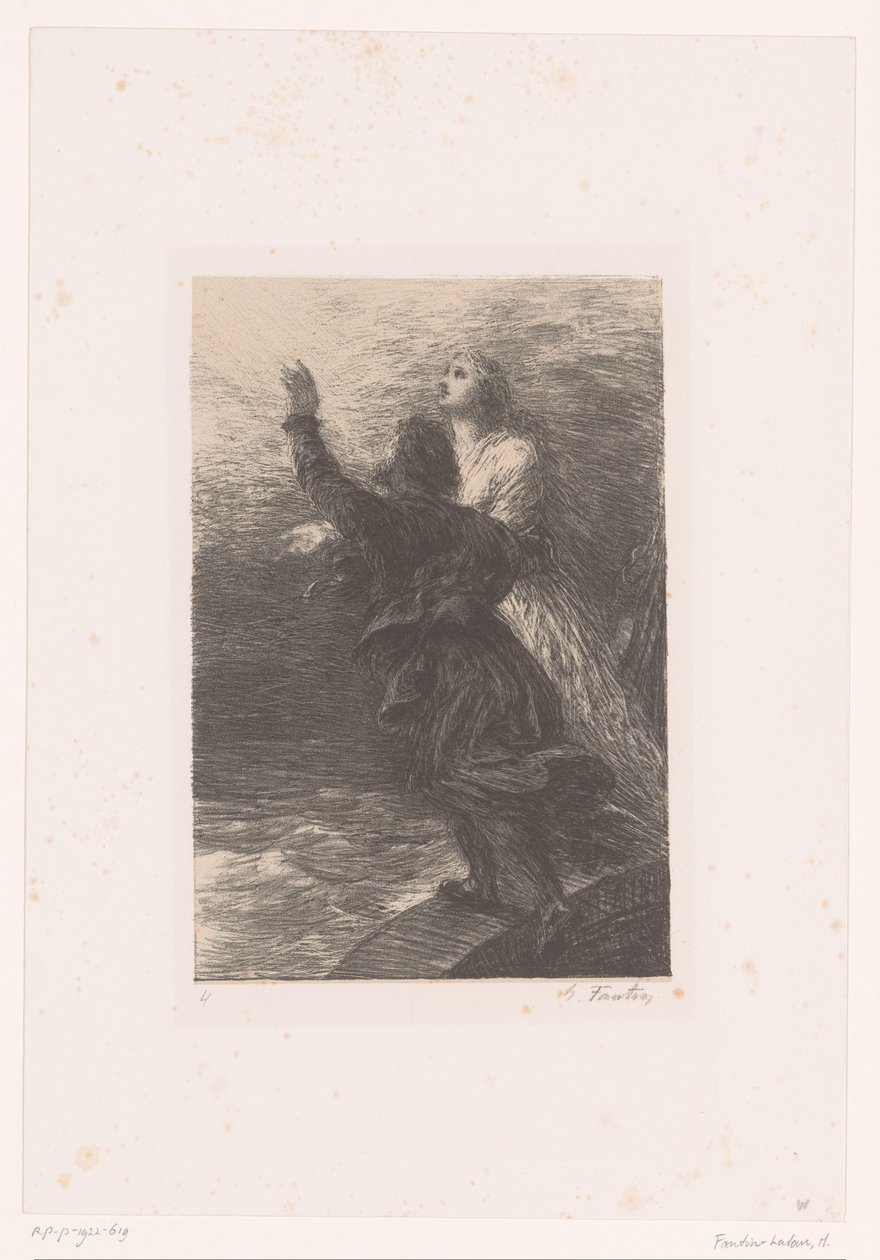 Senta ja hollantilainen nousevat taivaaseen Le Vaisseau-Fantome. Laki III. Ravissement de Senta et du Hollandais Richard Wagnerin elämä ja teokset (sarjan nimi) tekijältä Ignace Henri Jean Fantin Latour