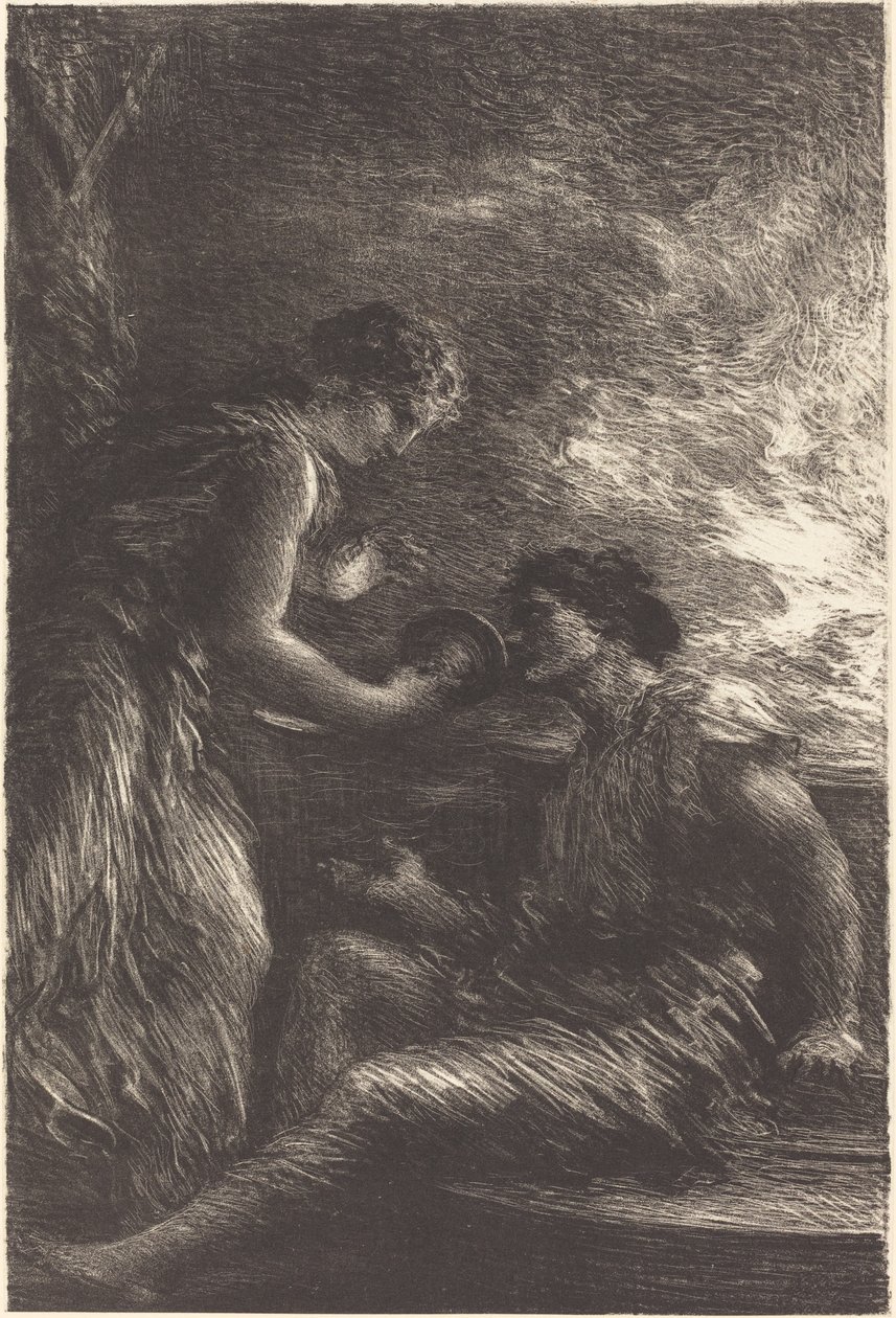 Sieglinde ja Siegmund Valkyrie-sarjan I näytöksestä tekijältä Ignace Henri Jean Fantin Latour