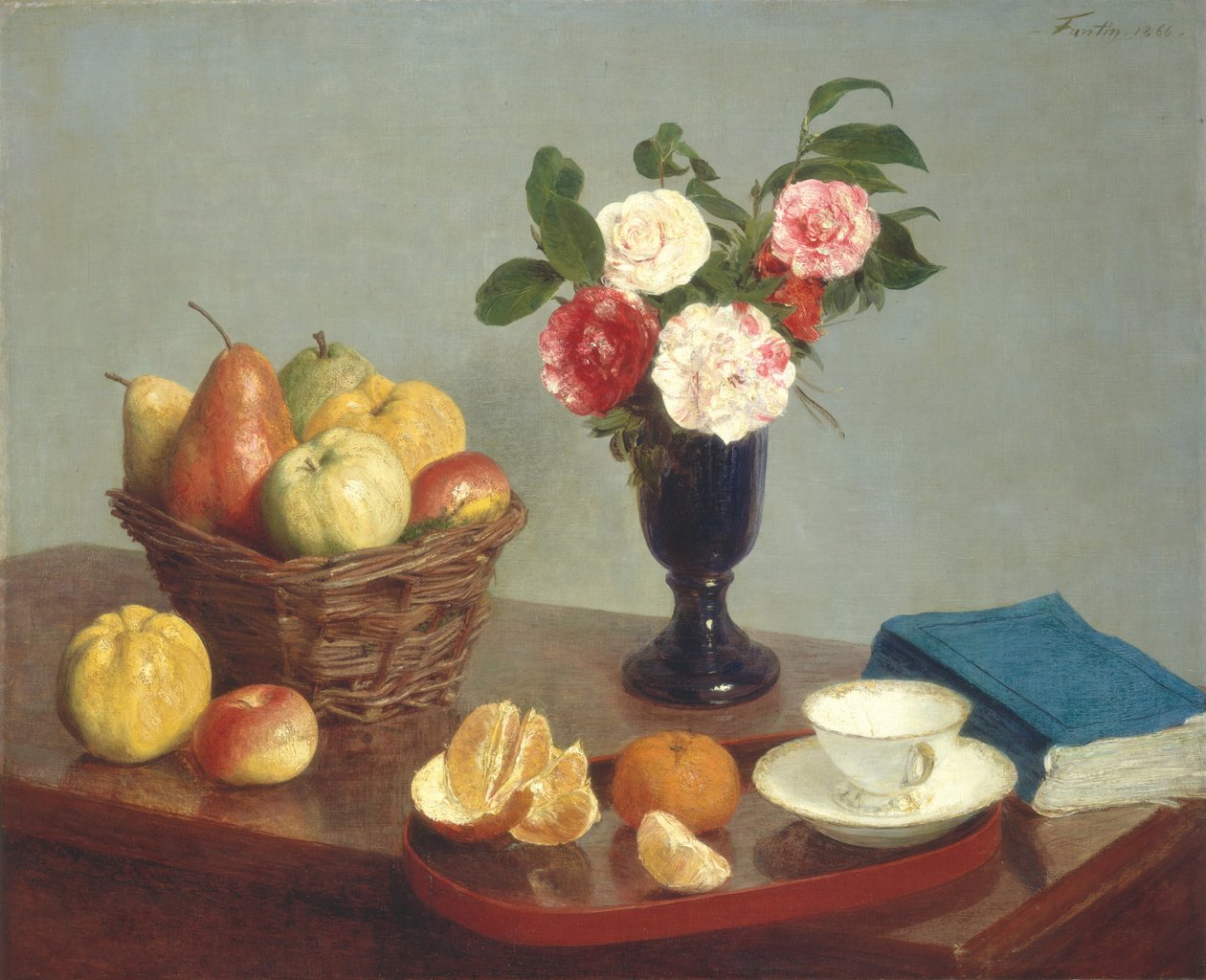 Asetelma, 1866. tekijältä Ignace Henri Jean Fantin Latour