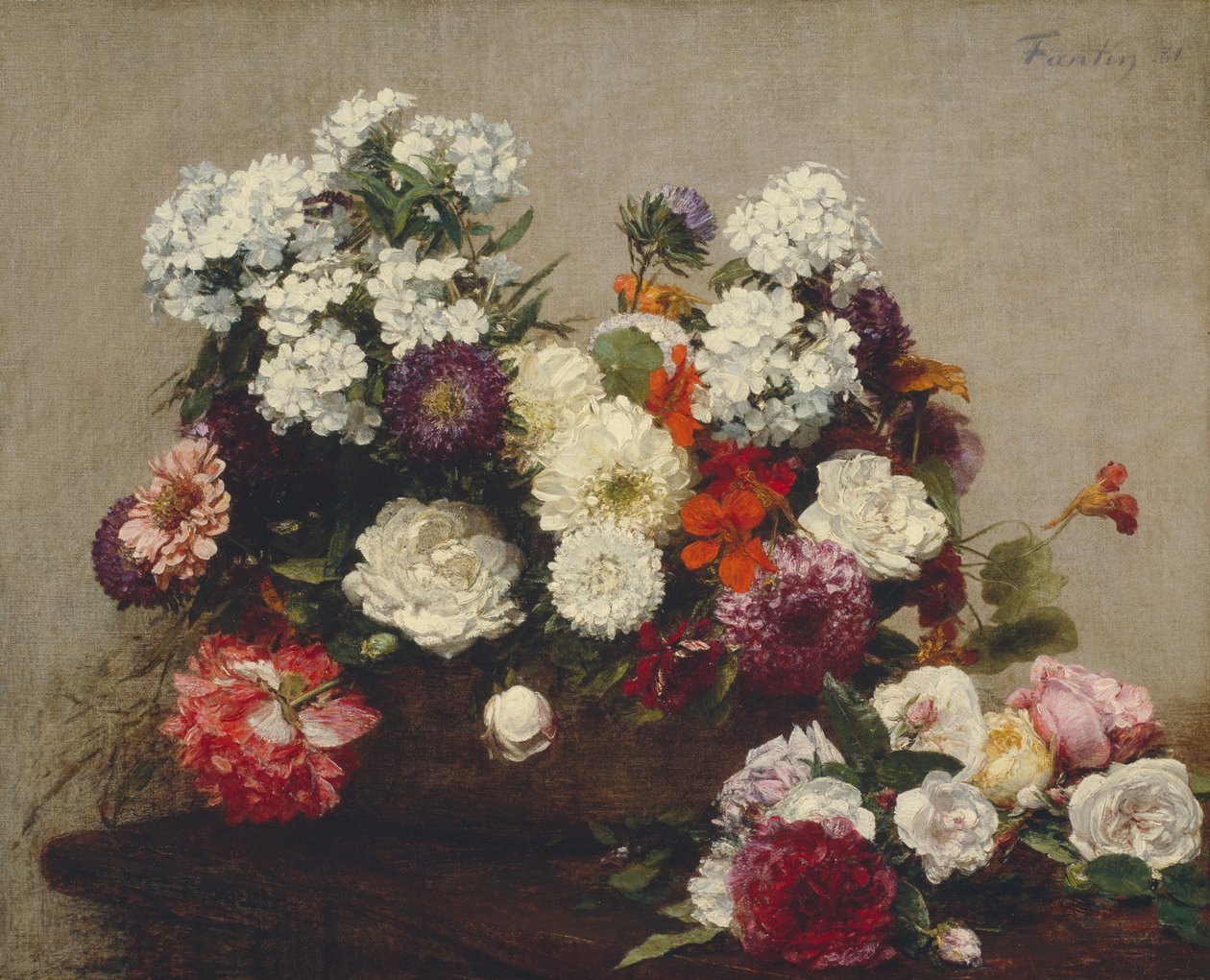 Asetelma kukkien kanssa tekijältä Henri Fantin Latour