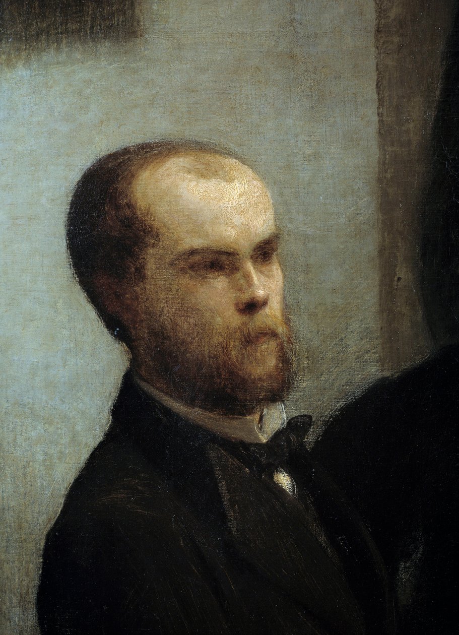Pöytäkulma, Yksityiskohta. Runoilija Paul Verlainen muotokuva. Henri Fantin Latourin maalaus (Fantin-Latour tekijältä Ignace Henri Jean Fantin Latour