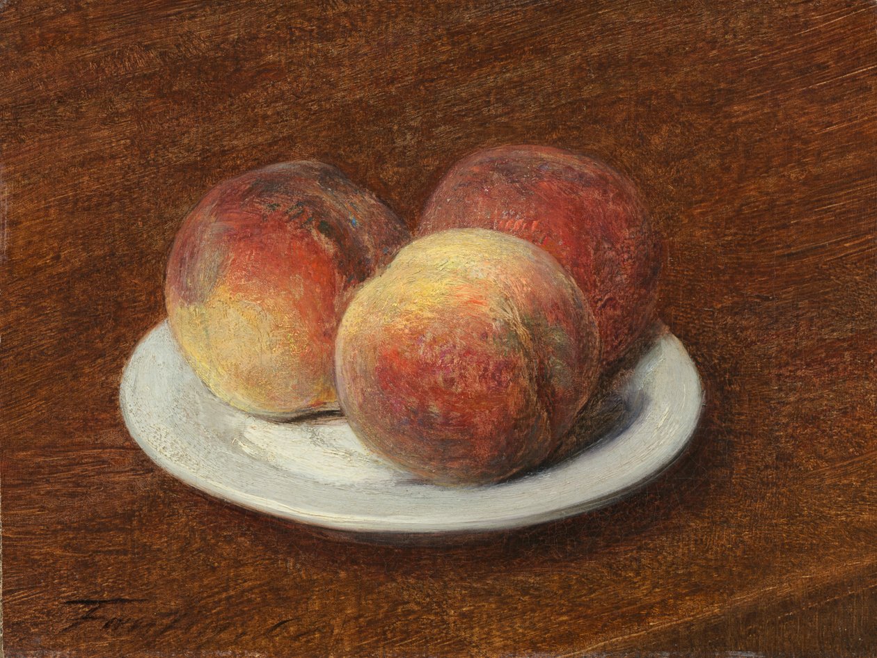 Kolme persikkaa lautasella tekijältä Ignace Henri Jean Fantin Latour