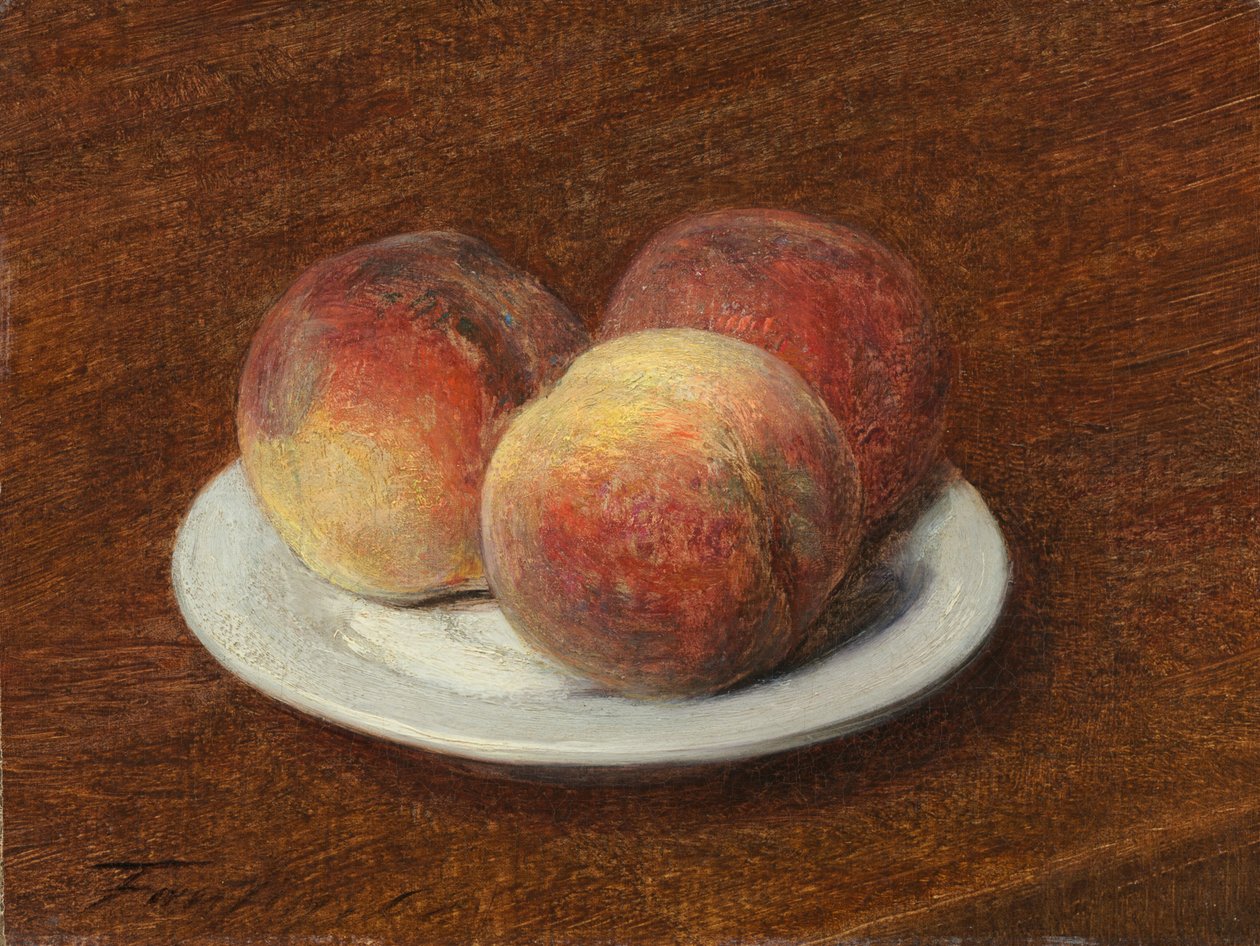 Kolme persikkaa lautasella tekijältä Ignace Henri Jean Fantin Latour