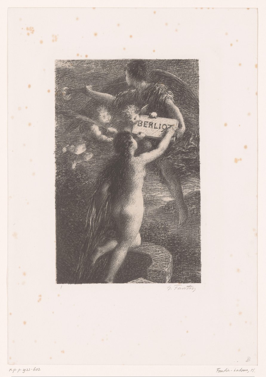 Otsikkopainatus: Hector Berlioz, sa vie et ses oeuvres Berlioz (otsikko esineessä) Verite Hector Berliozin elämä ja teokset (sarjan nimi) tekijältä Ignace Henri Jean Fantin Latour