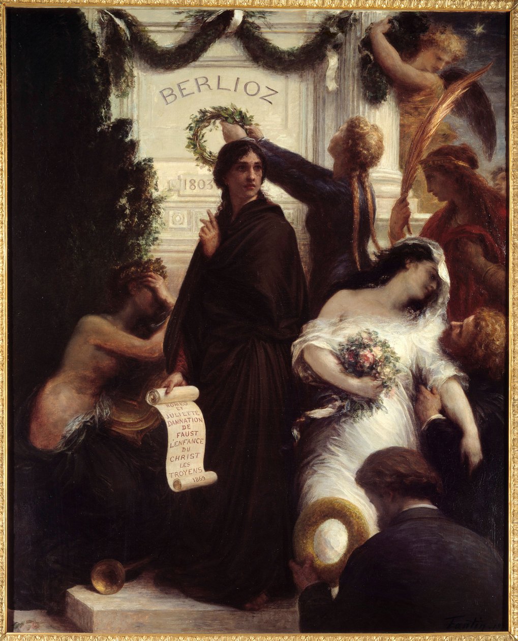 Kunnianosoitus Berliozille. Hector Berlioz, ranskalainen säveltäjä (1803-1869). Henri Fantin-Latourin maalaus (Fantin Latour tekijältä Ignace Henri Jean Fantin Latour