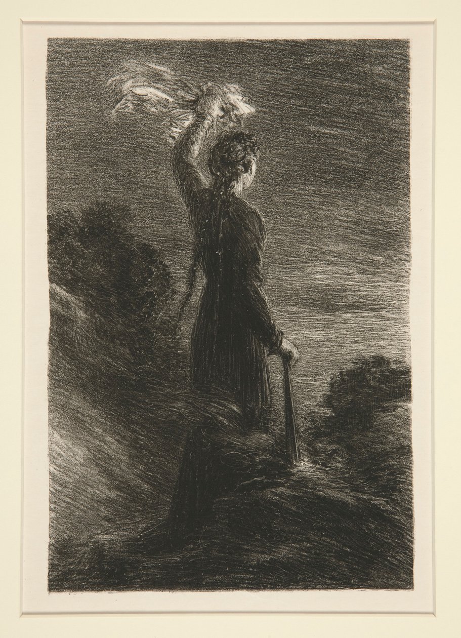 Tristany et Iseult: act II, signal dans la nuit (Tristan i Isolda: Act II, Signal in the Night) finès tekijältä Ignace Henri Jean Fantin Latour