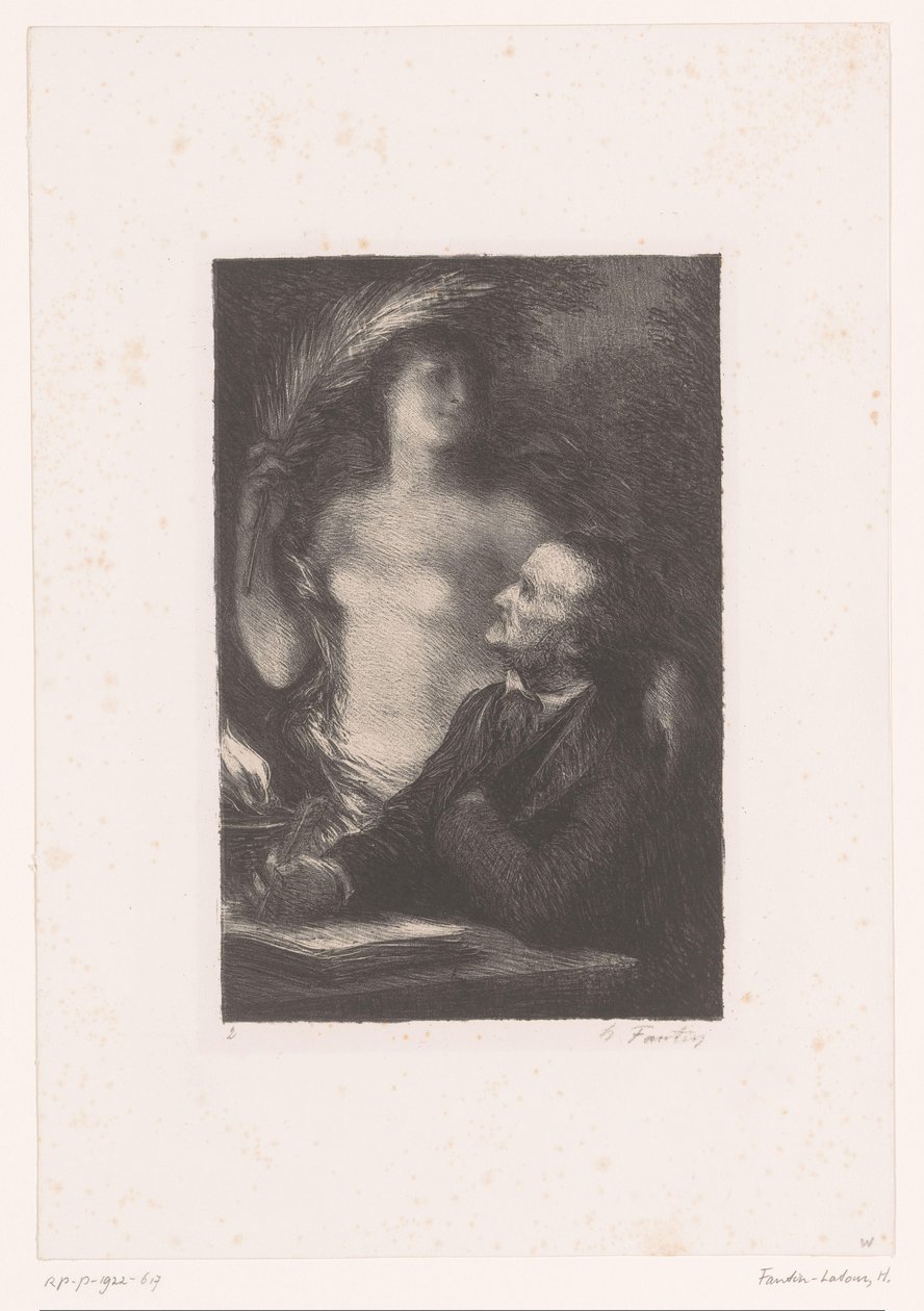 Wagner katsoo ylös muusaansa La Muse Richard Wagnerin elämä ja teokset (sarjan nimi) tekijältä Ignace Henri Jean Fantin Latour