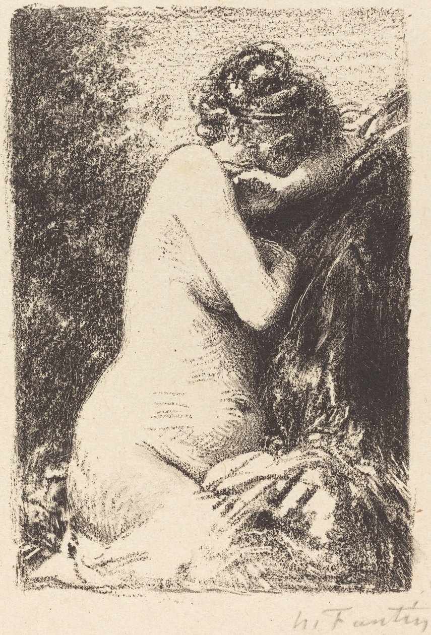 Weeper: Tutkimus alaston naisesta istumassa profiili oikealla tekijältä Ignace Henri Jean Fantin Latour