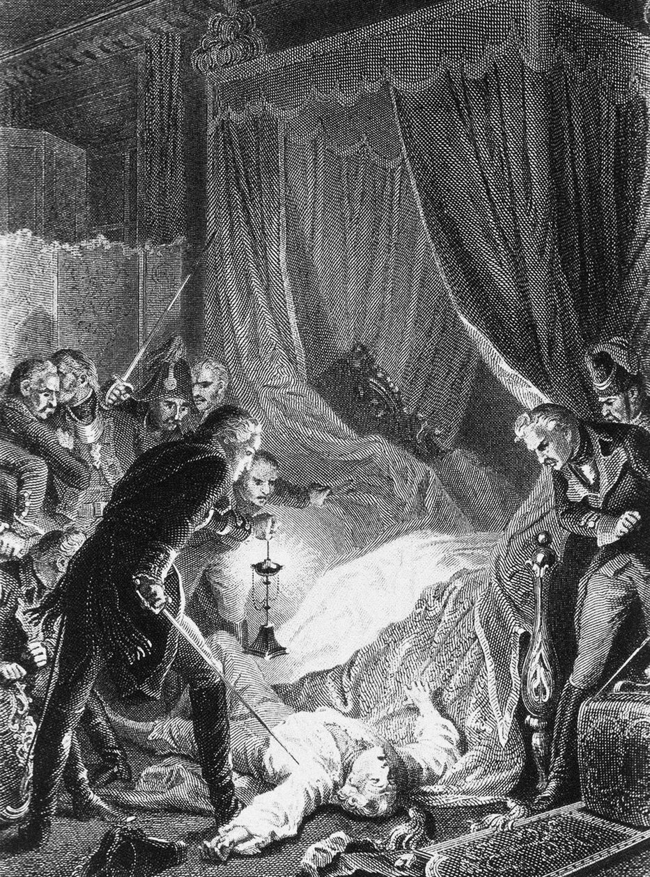 Tsaari Paavali I:n salamurha 12. maaliskuuta 1801, 1874 tekijältä Henri Felix Emmanuel Philippoteaux