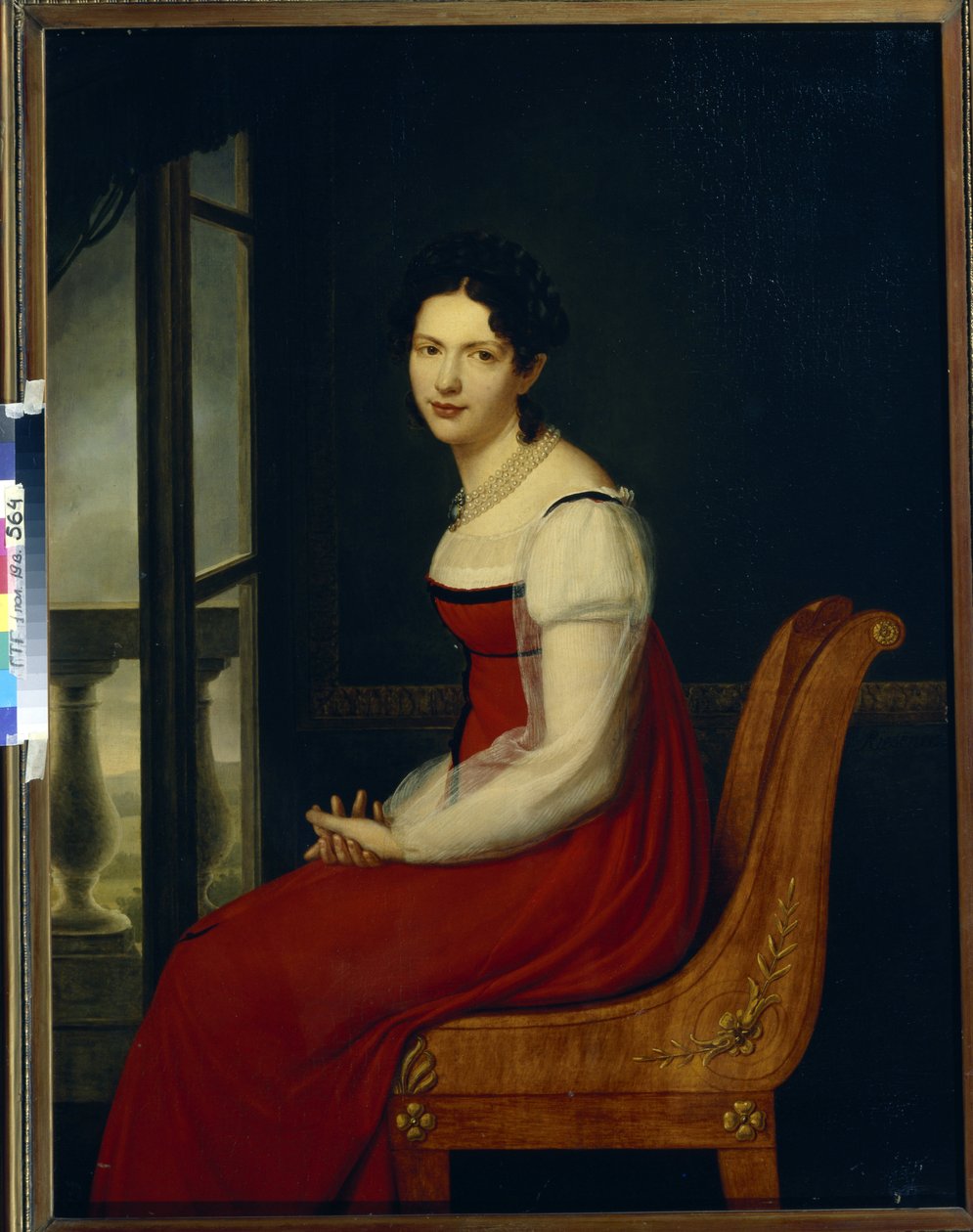 Prinsessa Varvara Sergeevna Dolgorukovan muotokuva, s. Gagarina (1793-1833) (Prinsessa Varvara Sergeevna Dolgorukova) - Henri Francois Riesenerin (1767-1828) maalaus, öljy kankaalle (96,8x125 cm) tekijältä Henri Francois Riesener