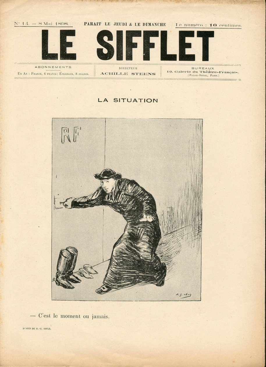 The Whistle, numero 14, mustavalkoinen satiirinen tekijältä Henri Gabriel Ibels