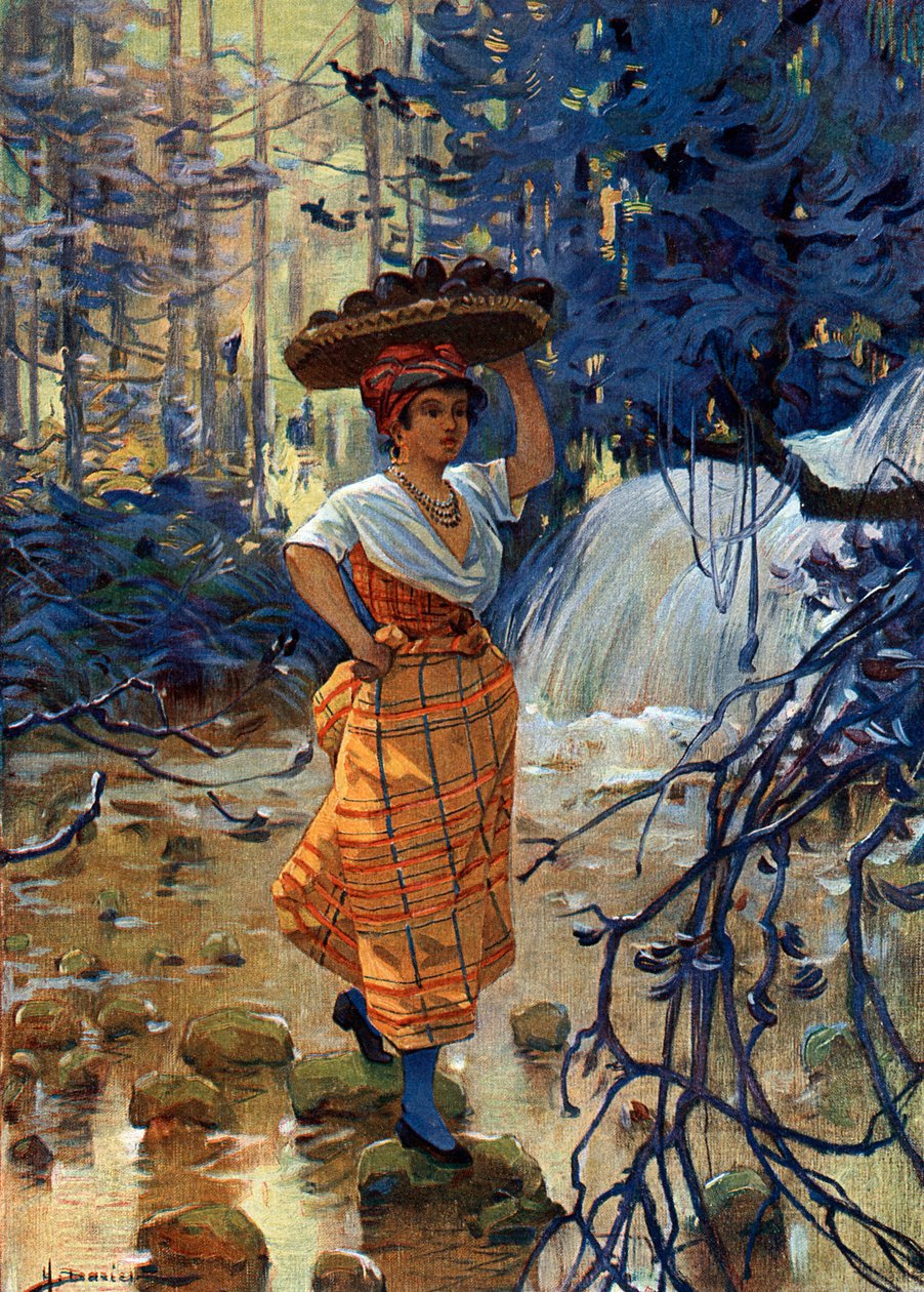 Nuoren naisen kreoli muotokuva Ranskan Antilleilta tekijältä Henri Gaston Darien