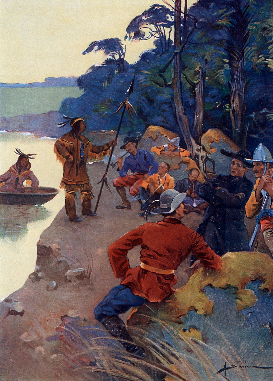 Os primeiros colonos europeus nas margens do rio São Lourenço, atual Quebec, século XVI-XVII (colonizadores europeus nas margens do rio São Lourenço finlandês tekijältä Henri Gaston Darien