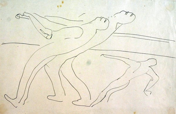 Miehet vetävät lukittavia portteja auki tekijältä Henri Gaudier Brzeska