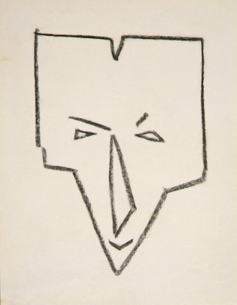 Etninen maskipää (musta liitu paperille) tekijältä Henri Gaudier Brzeska