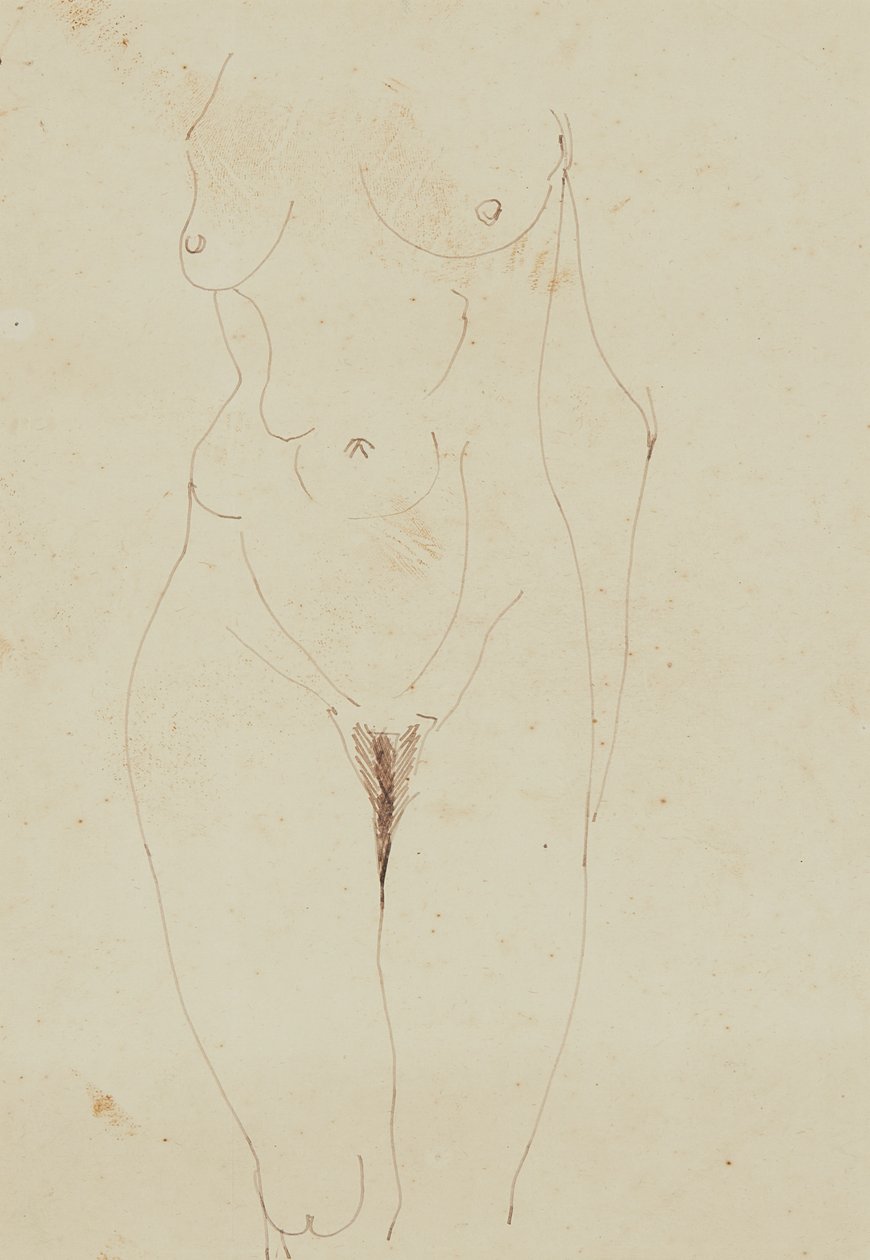 Naisten alaston torso (kynä ja muste paperille) tekijältä Henri Gaudier Brzeska