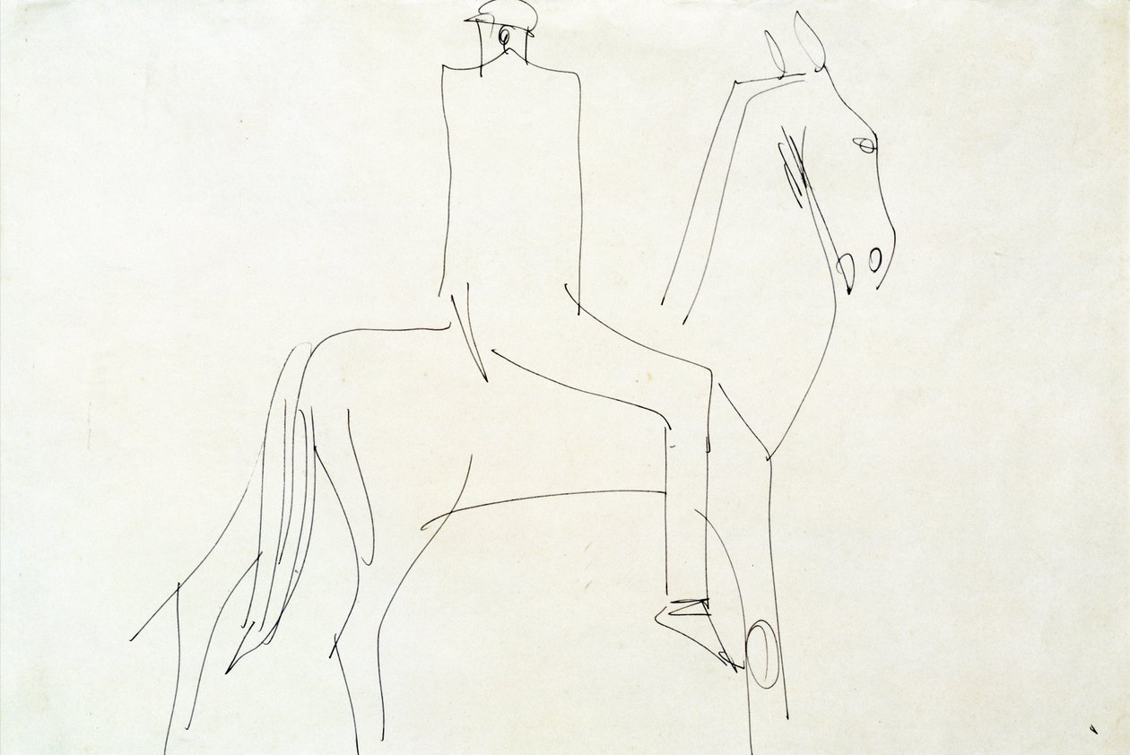Rider in Rotton Row, 1913 (kynä ja muste paperille) tekijältä Henri Gaudier Brzeska