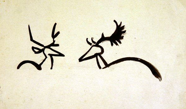 Stags (musta pesu kynällä paperilla) tekijältä Henri Gaudier Brzeska
