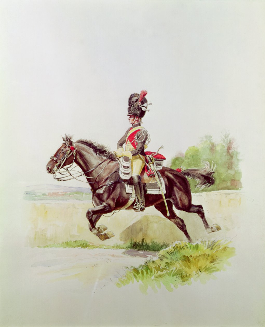 Keisarillisen kaartin sotilas hevosen selässä, 1898 tekijältä Henri Georges Jacques Chartier
