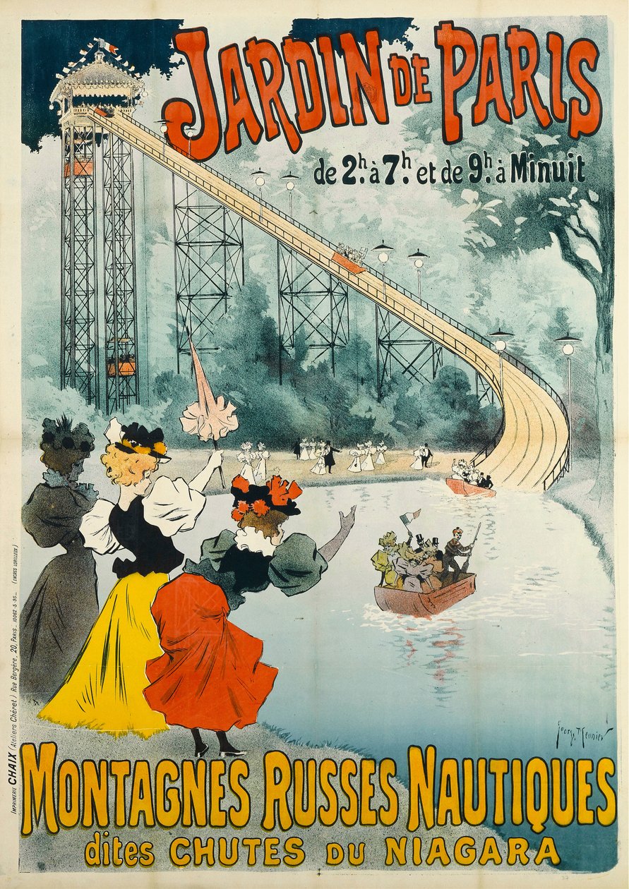 Pariisin puutarha - Vuoristorata, 1895. tekijältä Henri Georges Meunier