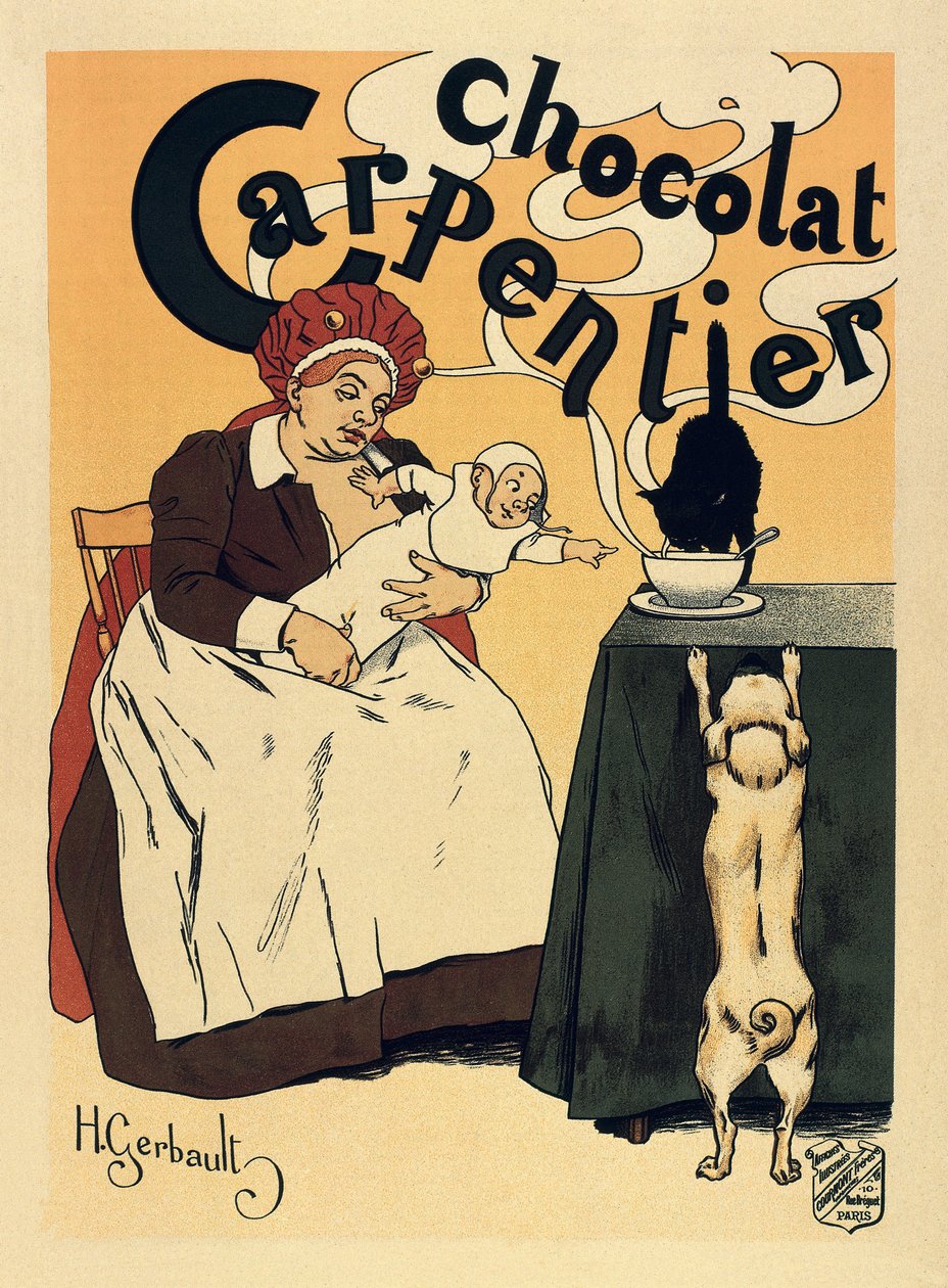 Mainos suklaajuomalle Carpentier, n. 1900 (juliste) tekijältä Henri Gerbault