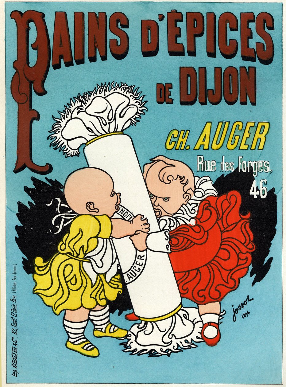 Ruoka ja juomat. Dijonin piparkakut. Gustave Henri Jossot