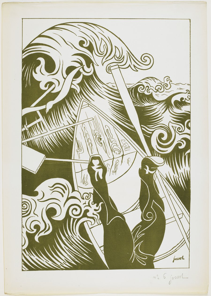 La Vague (Aalto) 1894 (litografia oliivinvihreällä musteella) tekijältä Henri Gustave Jossot