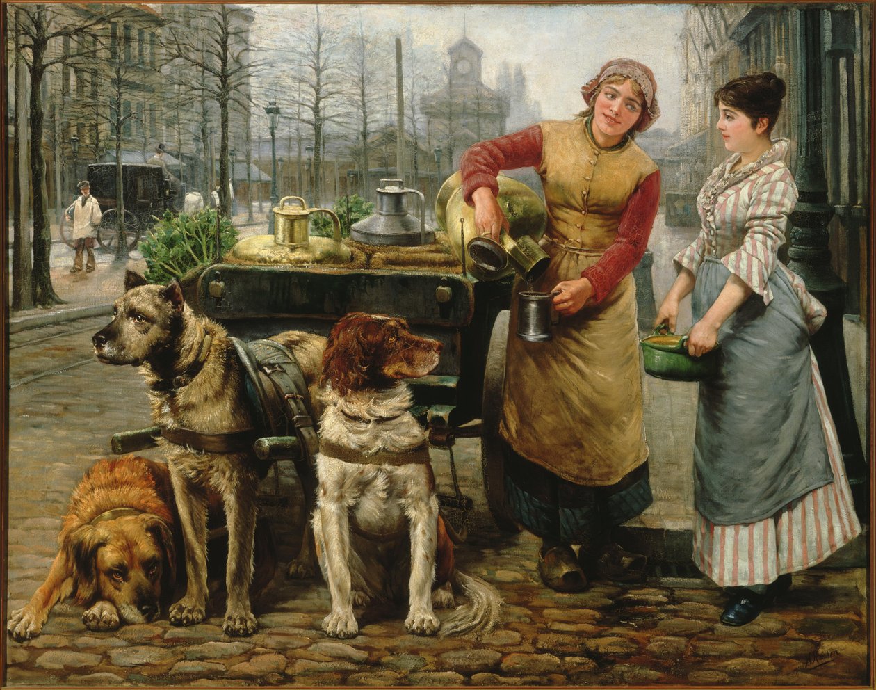 Maitotar koirakärryillä De Keyserleillä Antwerpenissä n. 1890. tekijältä Henri Houben