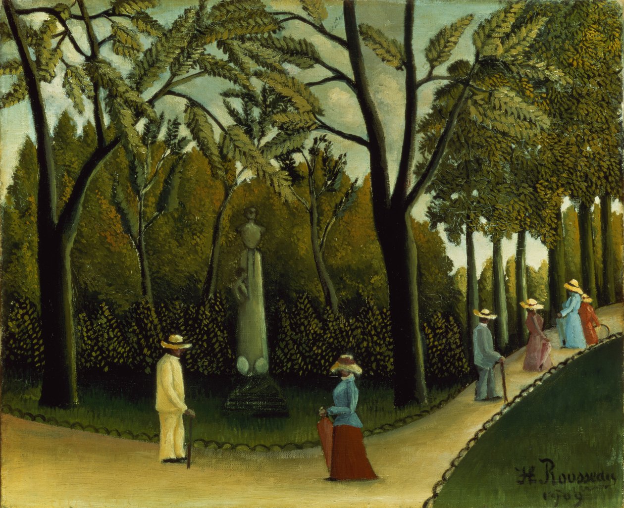 Chopinin muistomerkki Luxemburgin puutarhassa tekijältä Henri J.F. Rousseau