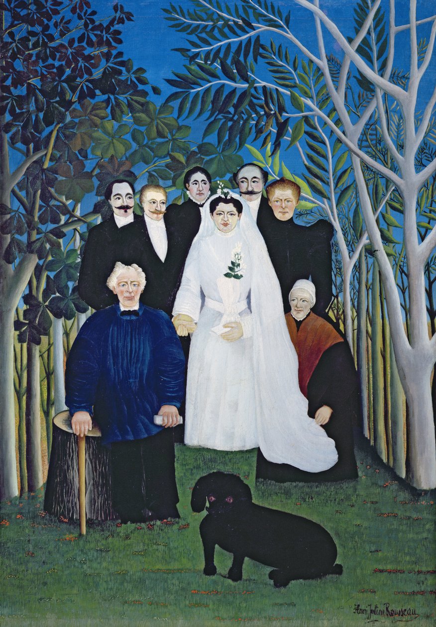 Hääjuhlat, n. 1905 (öljy kankaalle) tekijältä Henri J.F. Rousseau