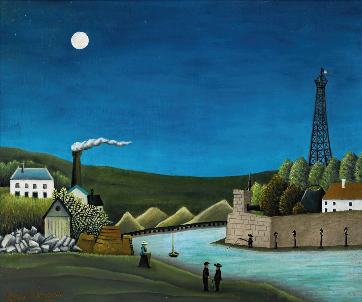 Seine at Suresnes, n. 1911 (öljy kankaalle) tekijältä Henri Rousseau