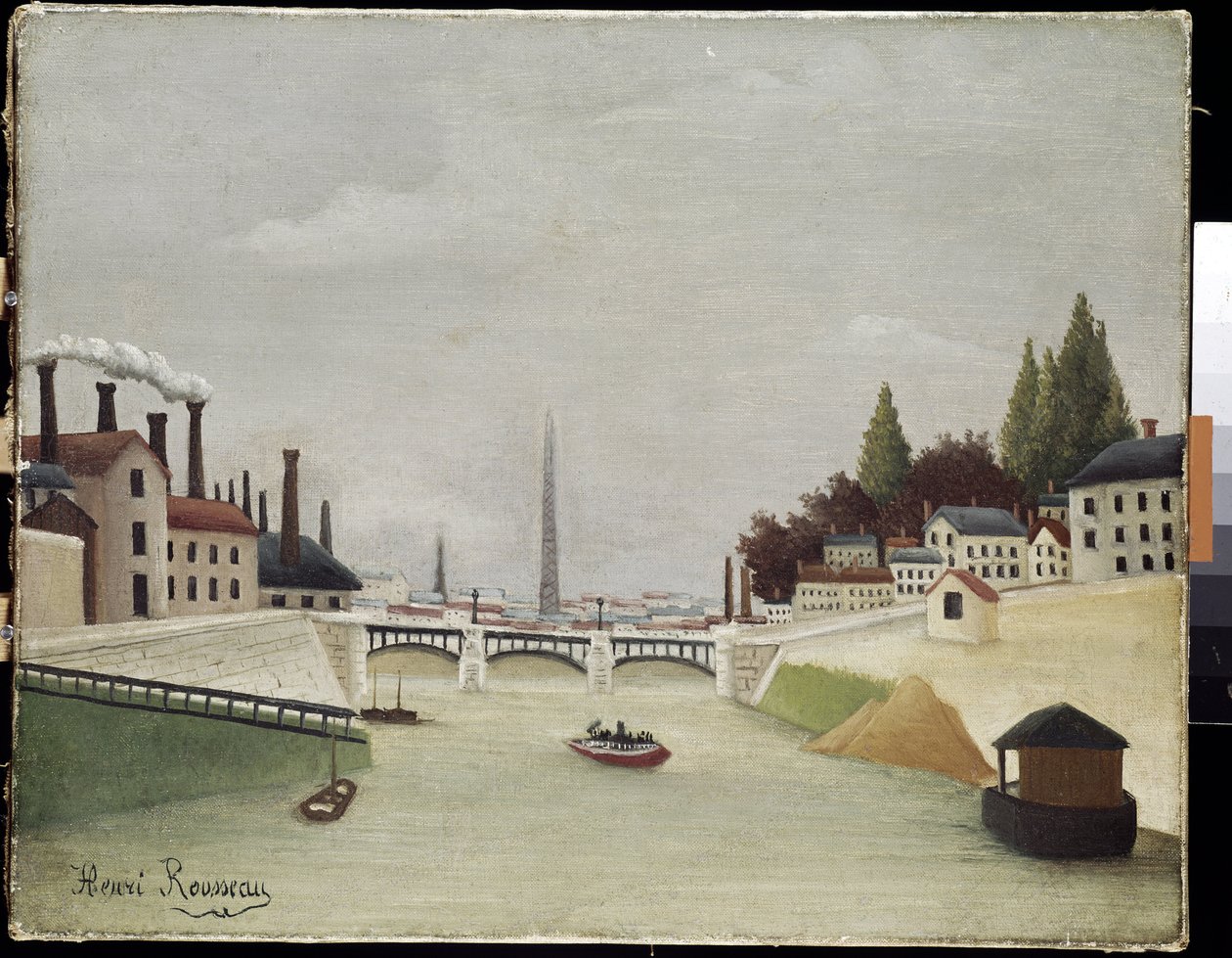 Näkymä Grenellen sillalle ja Trocaderolle Pariisissa (öljy kankaalle tekijältä Henri J.F. Rousseau