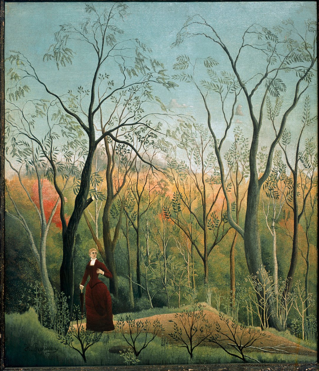 Kävele metsässä Henri Rousseaun maalaus dit le Douanier Rousseau (1844-1910) 1886-1890 Su. 71x60 cm Kunsthaus Zürich tekijältä Henri J.F. Rousseau