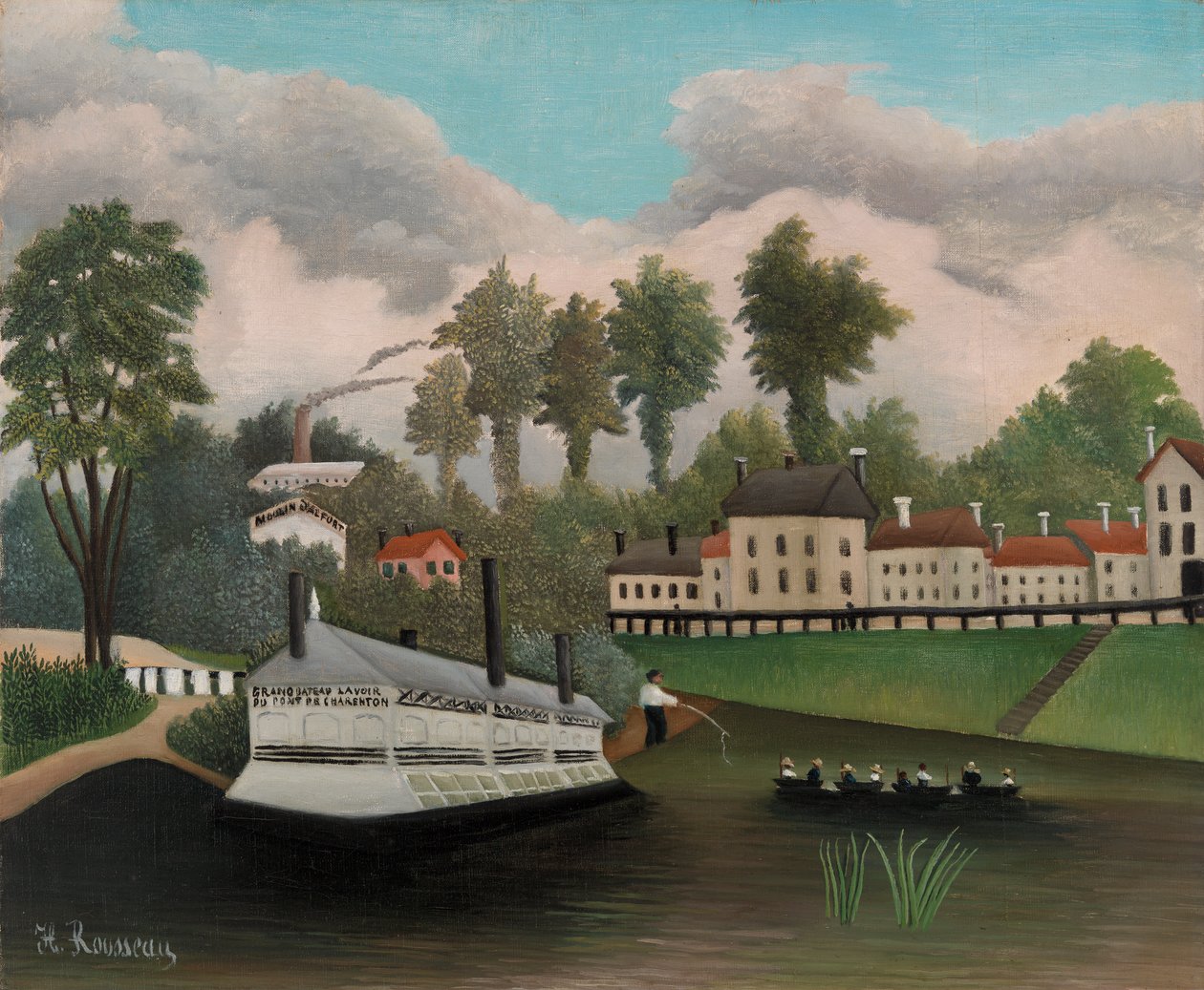 Pont de Charentonin suuri venepesula, 1895 tekijältä Henri J.F. 1844 1910 Rousseau