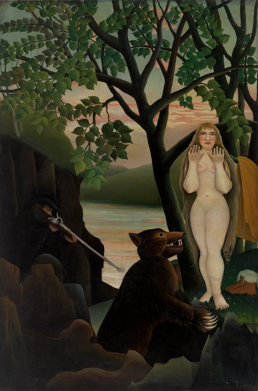 Alaston ja karhu, 1901 tekijältä Henri J.F. 1844 1910 Rousseau