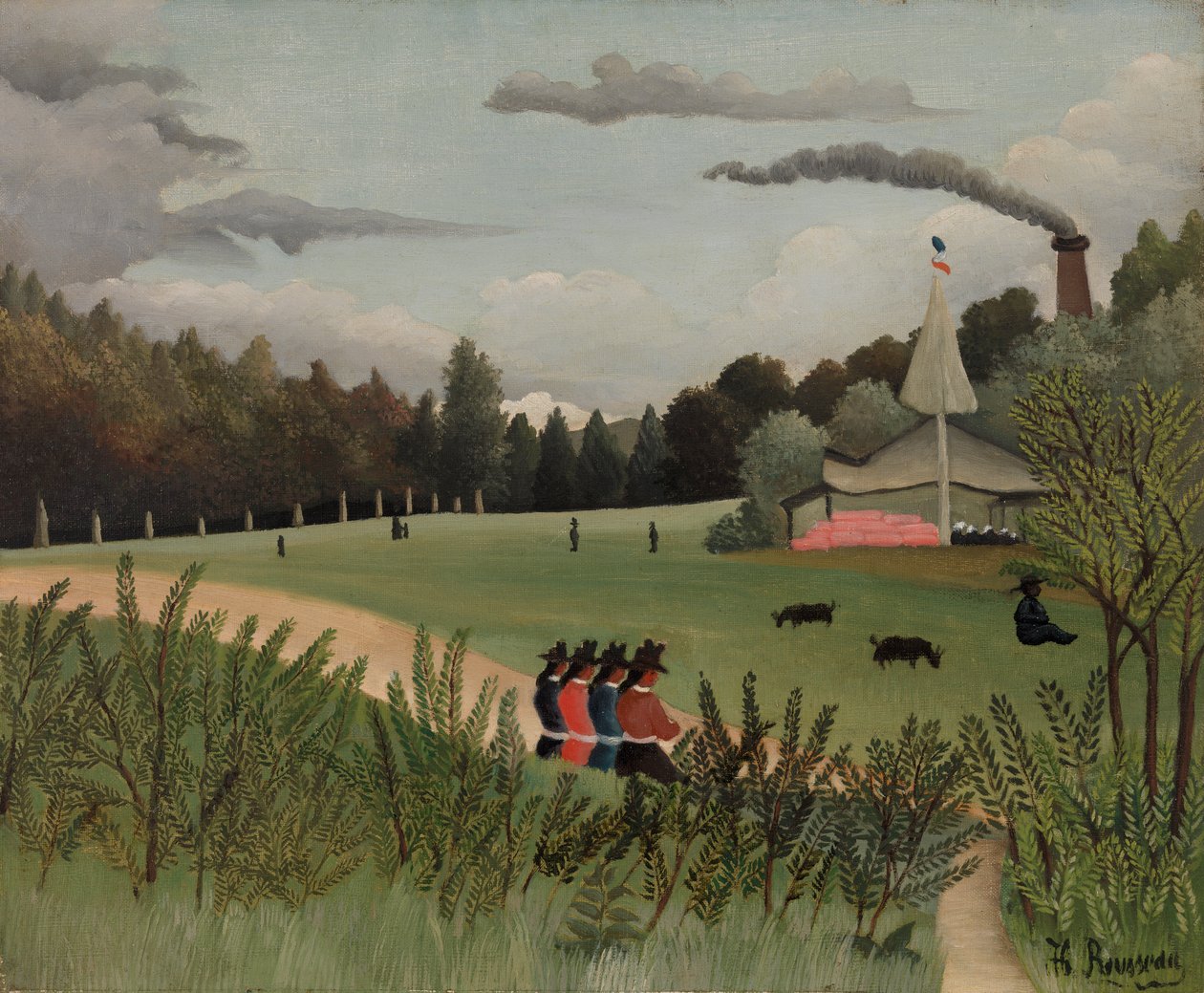 Park figuurien kanssa tekijältä Henri J.F. 1844 1910 Rousseau