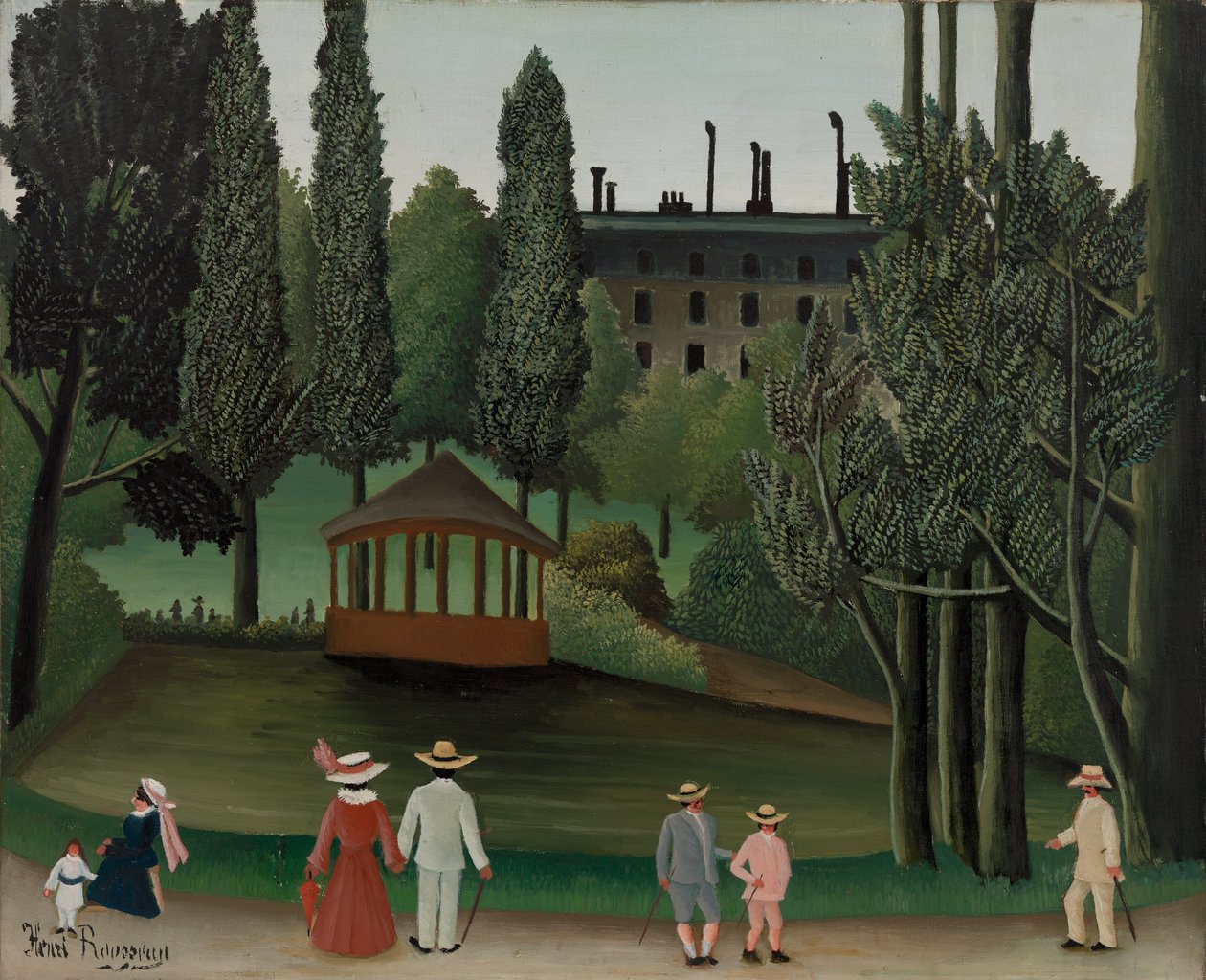 Näkymä Montsouris Parkista, kioskista, luultavasti 1908-1910 tekijältä Henri J.F. 1844 1910 Rousseau