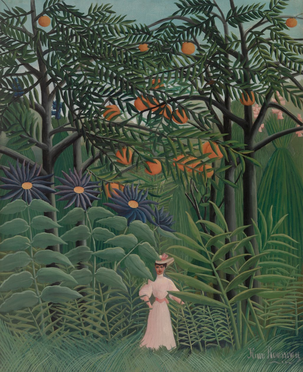 Nainen kävelee eksoottisessa metsässä, 1905 tekijältä Henri J.F. 1844 1910 Rousseau