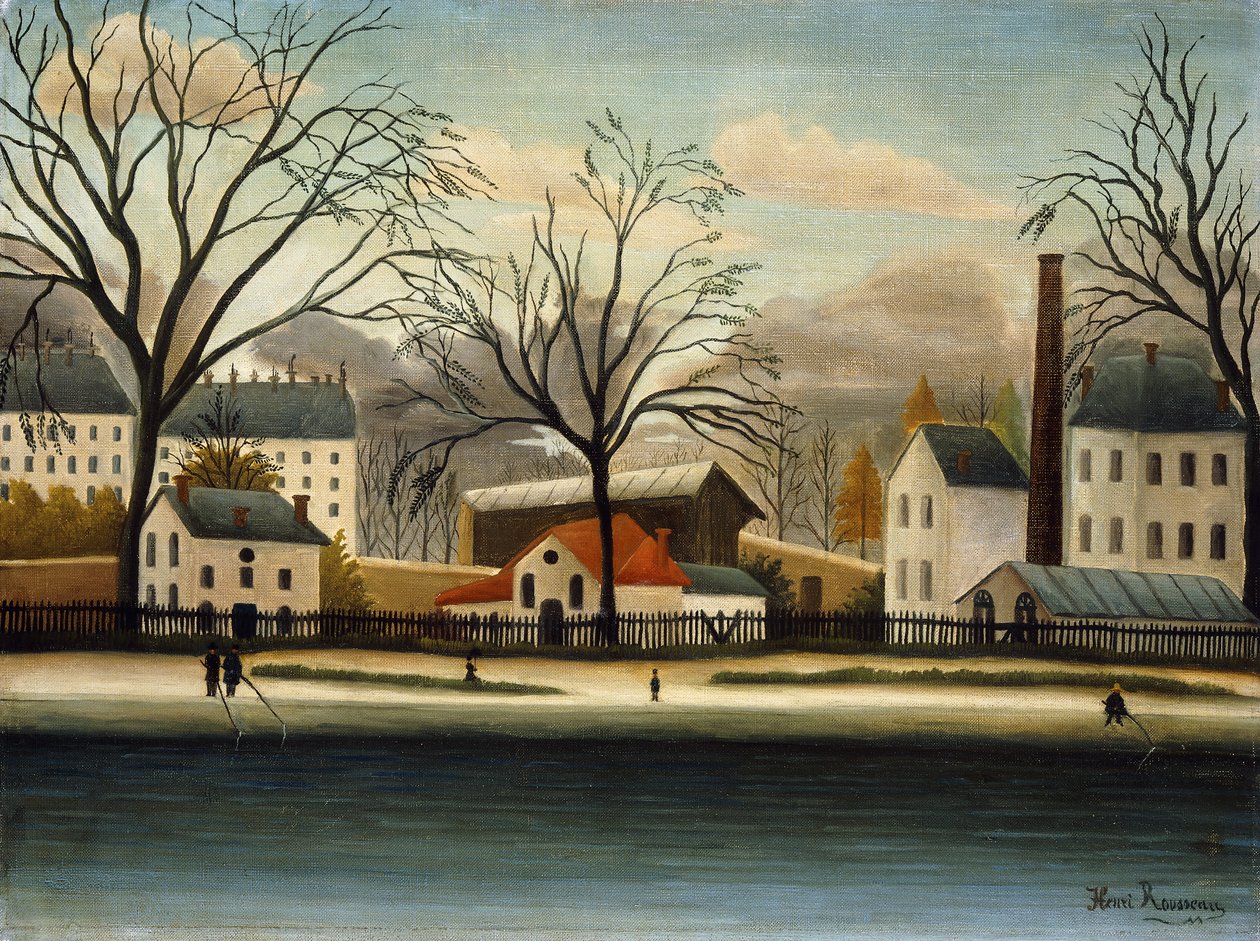 Lähiöissä; Banlieue, n. 1896 tekijältä Henri J.F. Rousseau