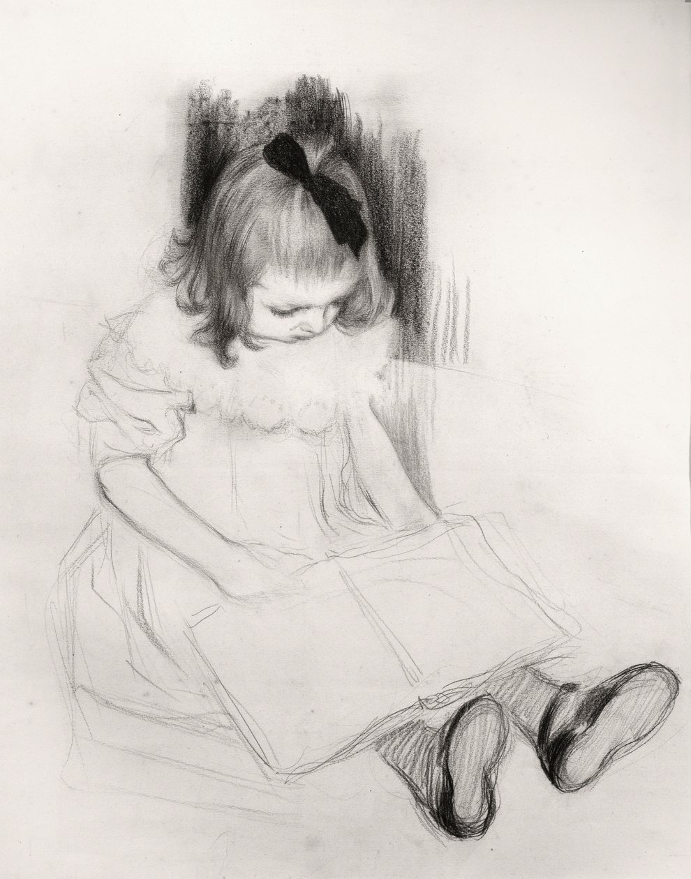 Tyttö lukee (kynä paperille) tekijältä Henri Jacques Edouard Evenepoel