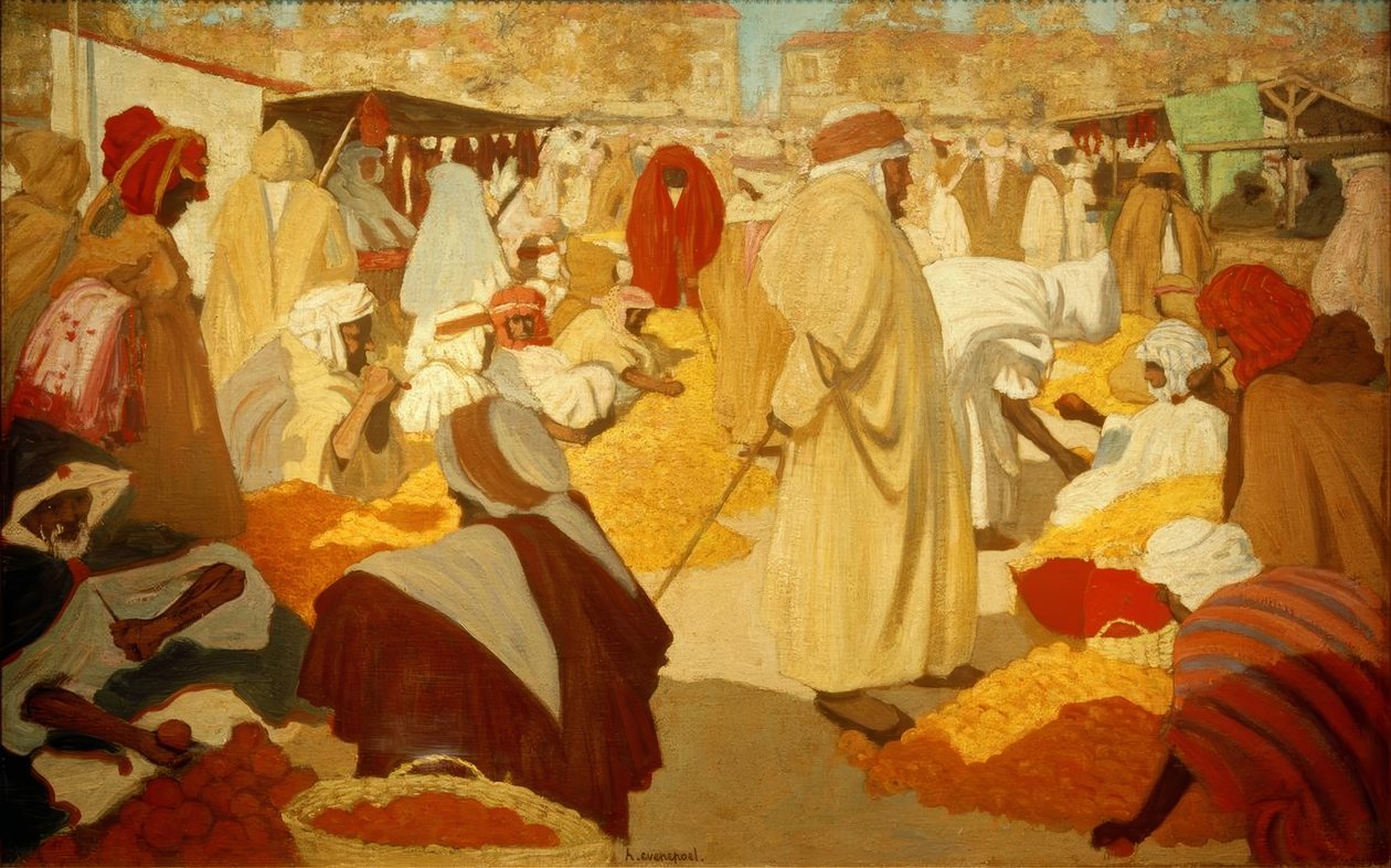 H.Evenepoel, Orangenmarkt in Blidah tekijältä Henri Jacques Edouard Evenepoel