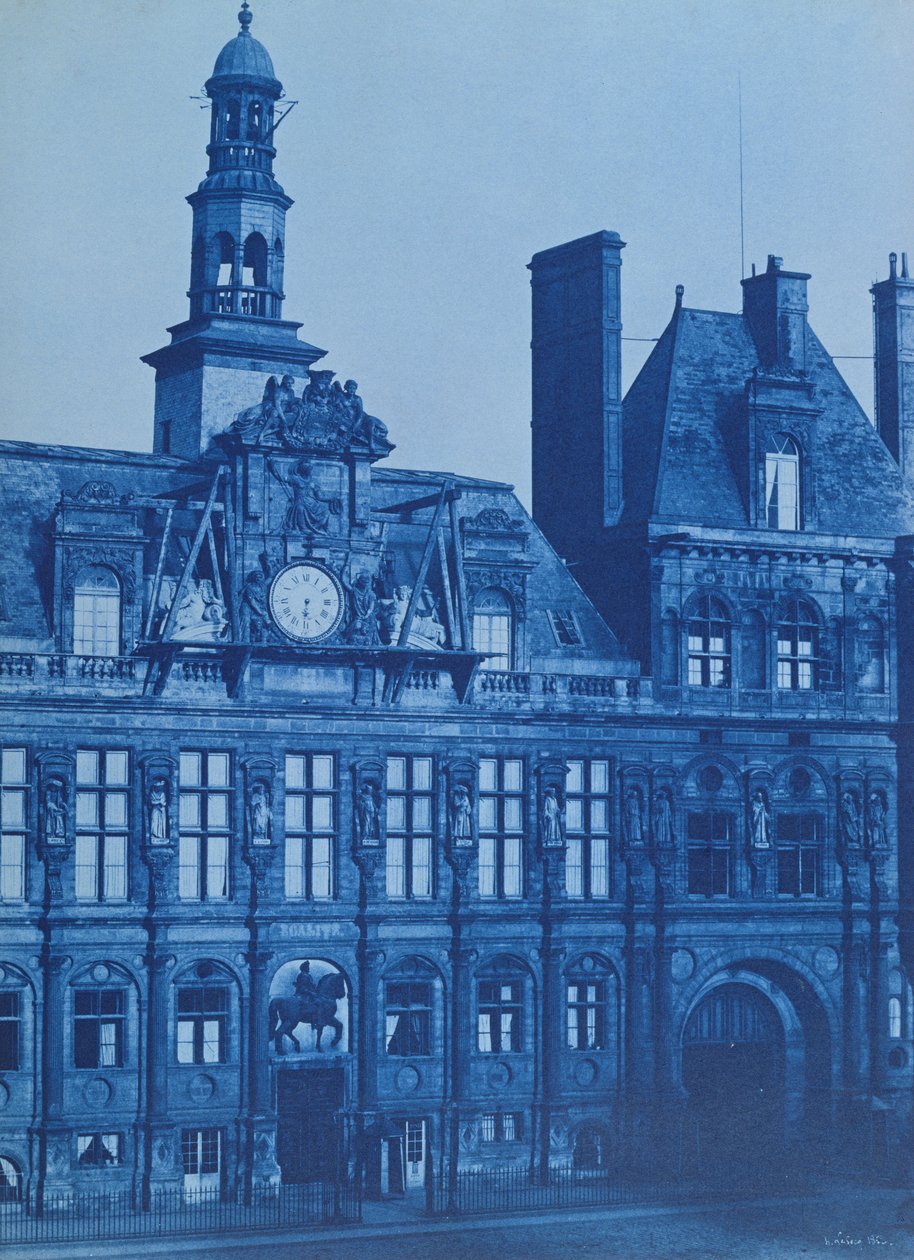 Hotel de Ville Pariisissa, 1853 (syanotypia) tekijältä Henri Jean Louis Le Secq