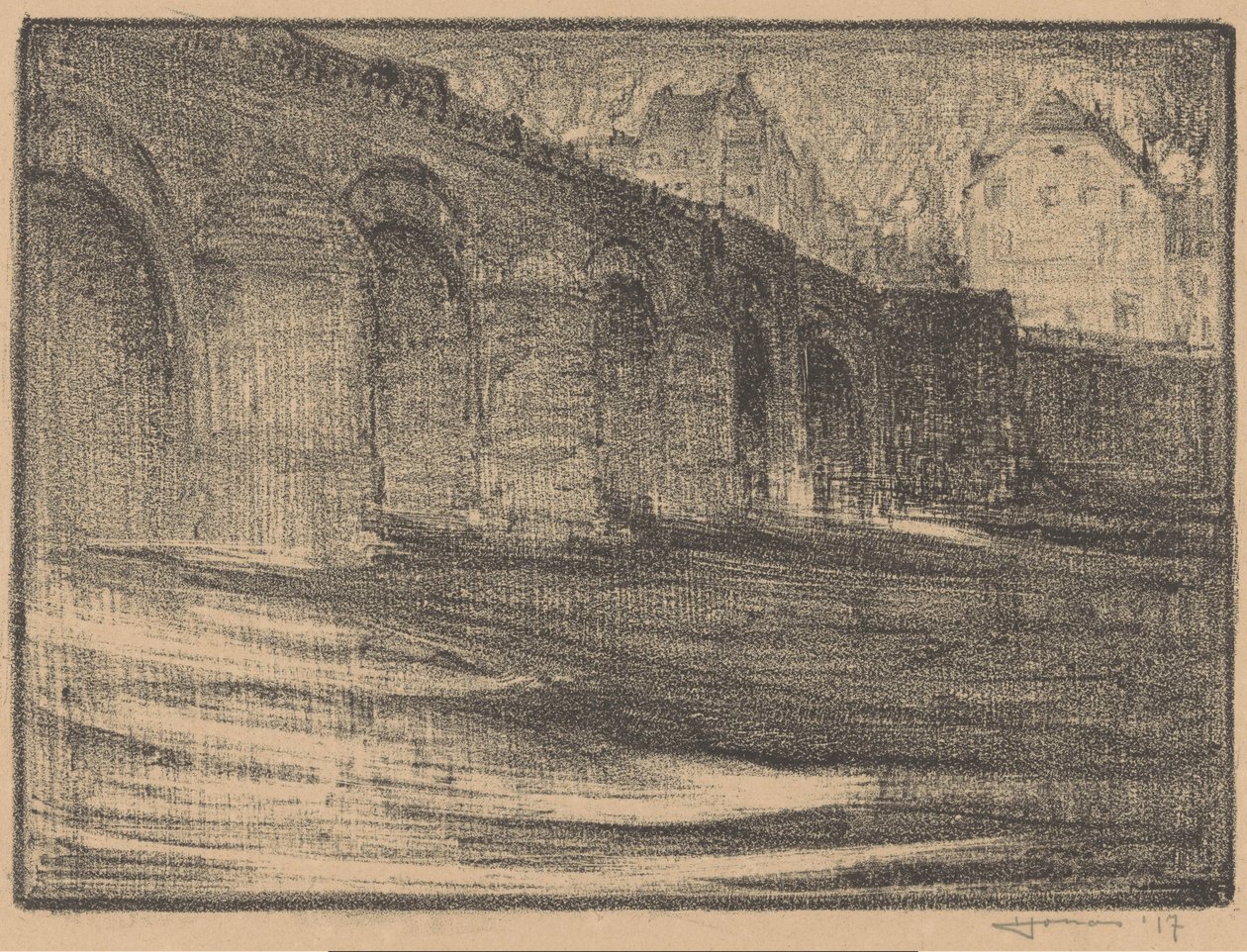 St Servaasin silta Maasin yli Maastrichtissa tekijältä Henri Jonas (signed by artist)